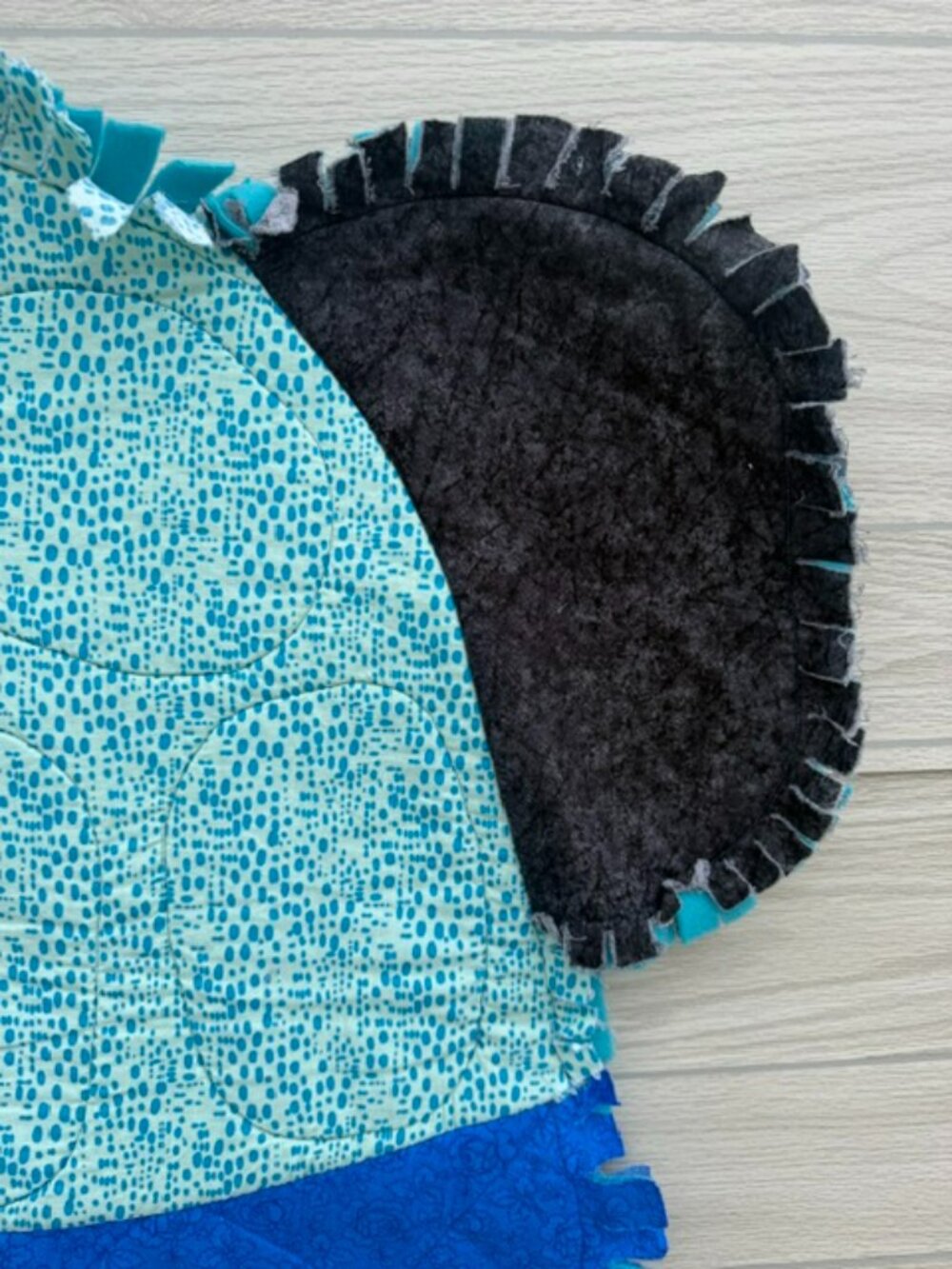 Homemade Small Blue & Black Turtle Rag Quilt - Picture 8 of 9